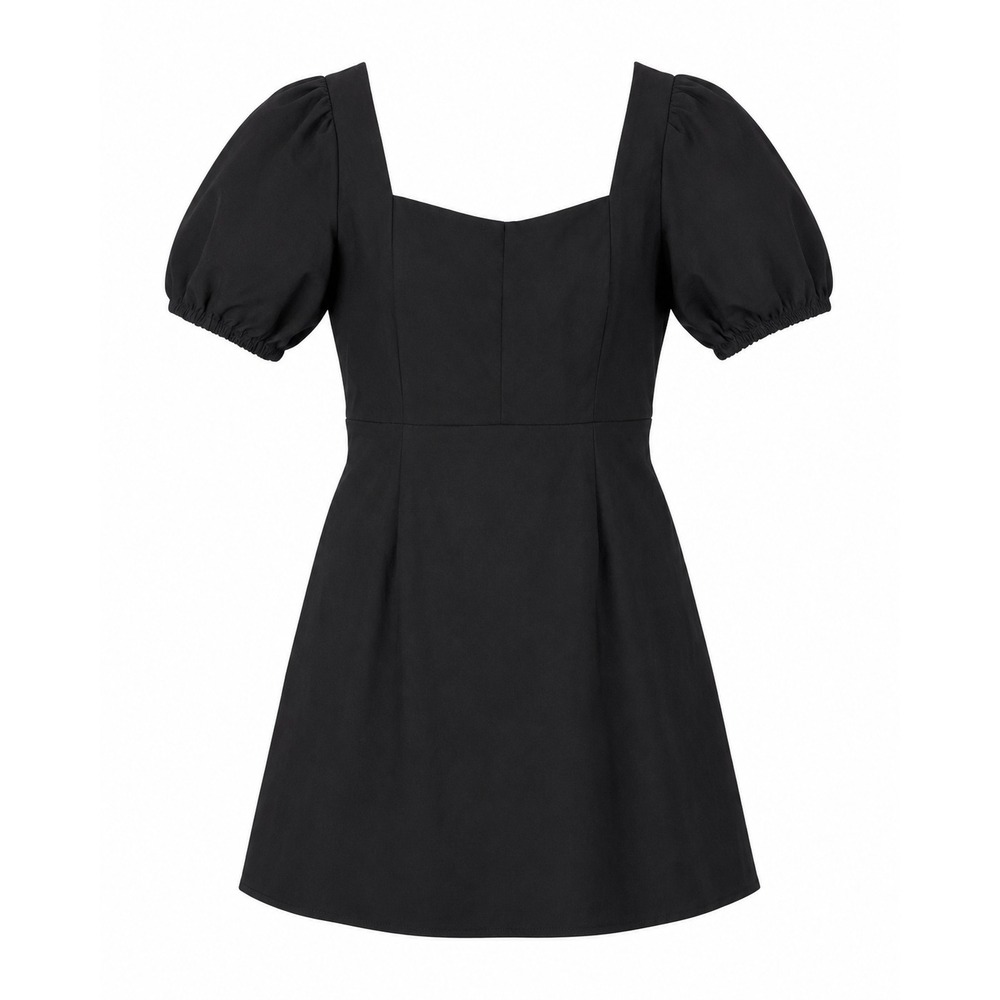 NWT Altar'd State Black Fitted Puff Sleeve Ruffle Bottom Mini Dress Size Large